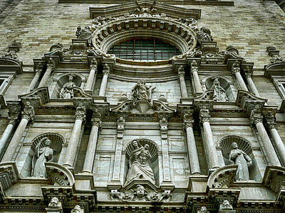 Girona, Spanyol, Katedral, Gereja, fasad, Landmark, bersejarah