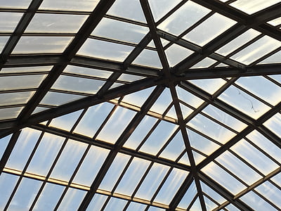 skylight, angles, glass, building, indoors, light, interior