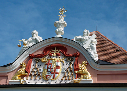 Meersburg, Lago di Costanza, Castello, facciata, figure, centro storico, facciate