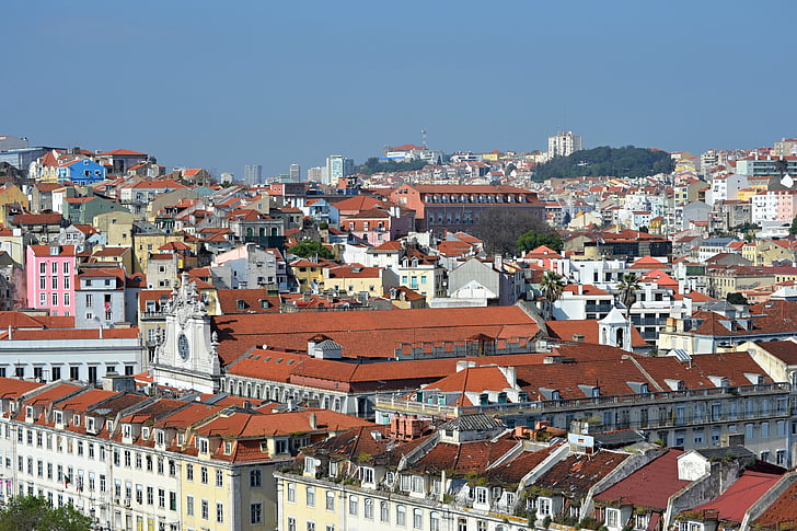 ポルトガル, リスボン, 市, 視点, 退廃, 色, 建物外観