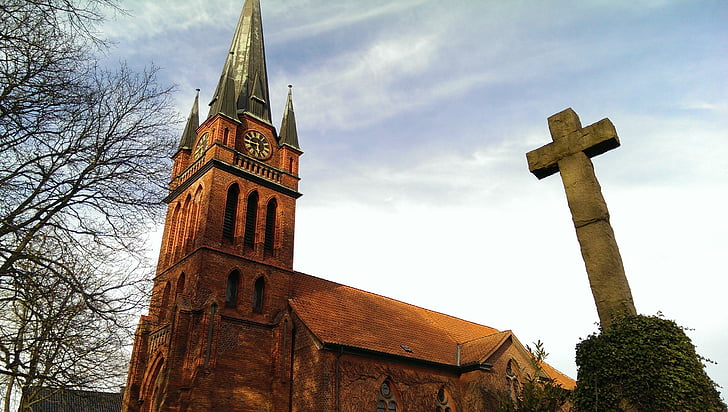 Crkva, zajednica, selo, amelinghausen, vjera, kontemplativan, križ
