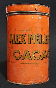 cacao, packaging, old, box, can, tin, dutch