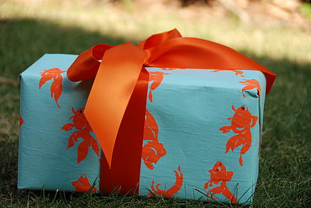 regalo, presente, envuelto, embalaje, arco, cinta, caja