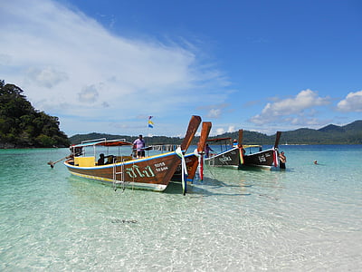 лодки, Тайланд, море, тропически, океан, остров, синьо