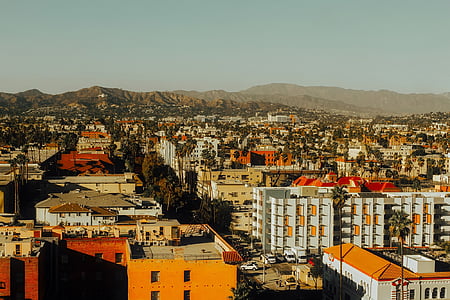 Los Andžele, Kalifornijos, Miestas, pastatų, miesto peizažas, kalnai, miesto centras