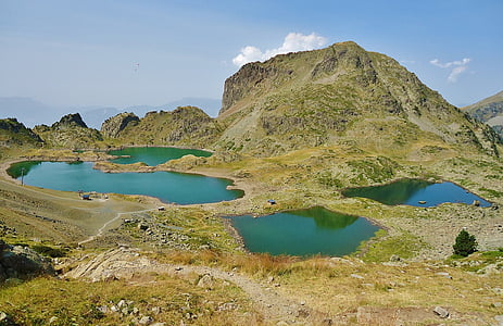 jezera, Hora, pěší turistika, Alpy, Francie, krajina, Příroda
