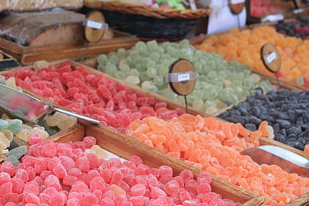 colar de frutas, exibir, cores, gula, açúcar, mercado