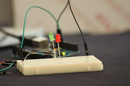 tecnologia, Arduino, placa, LEDs, Informàtica, cables, codi Arduino