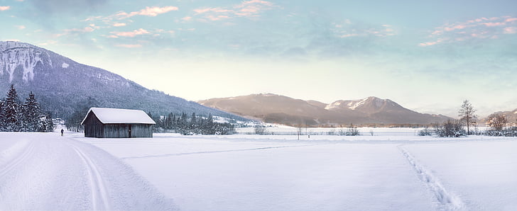 hivernal, Creu, esquí, neu, esport, l'hivern, paisatge, cobert de neu