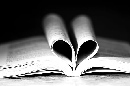 Buch, Lesen, Herz, Liebe, romantische, Seite, Öffnen