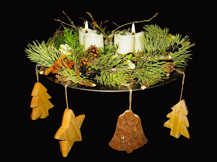 Advent, Adventný veniec, sviečka, Vianočný čas, usporiadanie, plameň, vianočné šperky