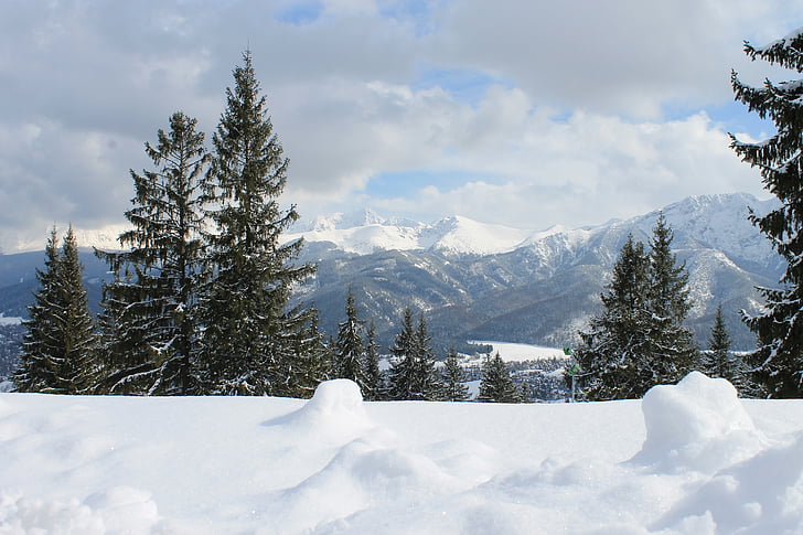 mäed, talvel, Vaade, lumi, Tatry, Tatra mägedes talvel, mägi