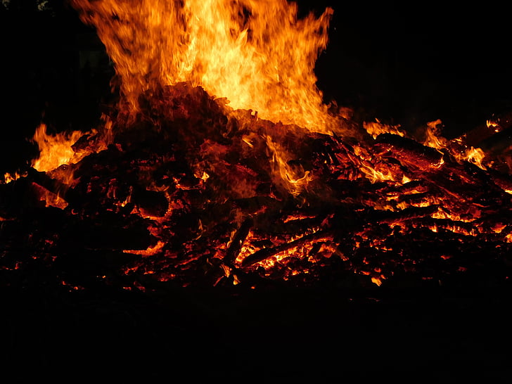 feu, flamme, brûler, feu de camp, évolutive, flamme-cheminée, feu de bois