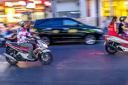 visão panorâmica, Phuket, Tailândia, bicicleta, moto, velocidade, viagens
