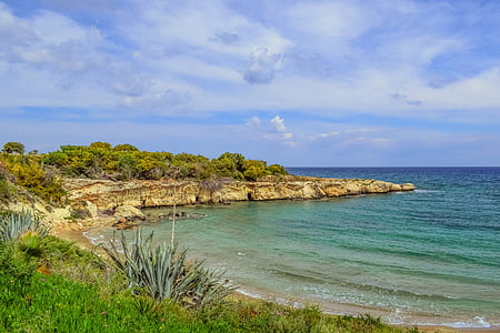 pláž, útes, krajina, scenérie, malamas pláž, Kapparis, Kypr