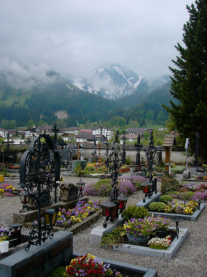 Cmentarz, Tyrol, Krzyż, kutego żelaza, sztuka, Grób, groby