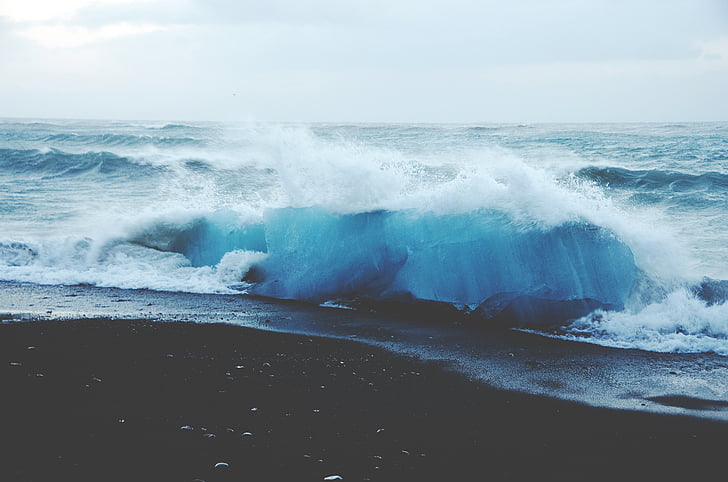 l'aigua, ones, que s'estavella, platja, oceà, Mar, poder
