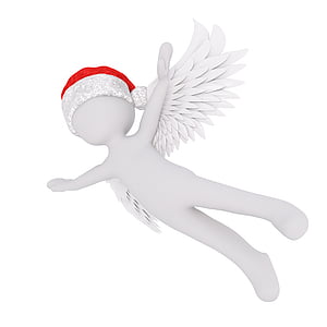 Natal, Laki-laki putih, tubuh penuh, topi Santa, 3D model, gambar, terisolasi