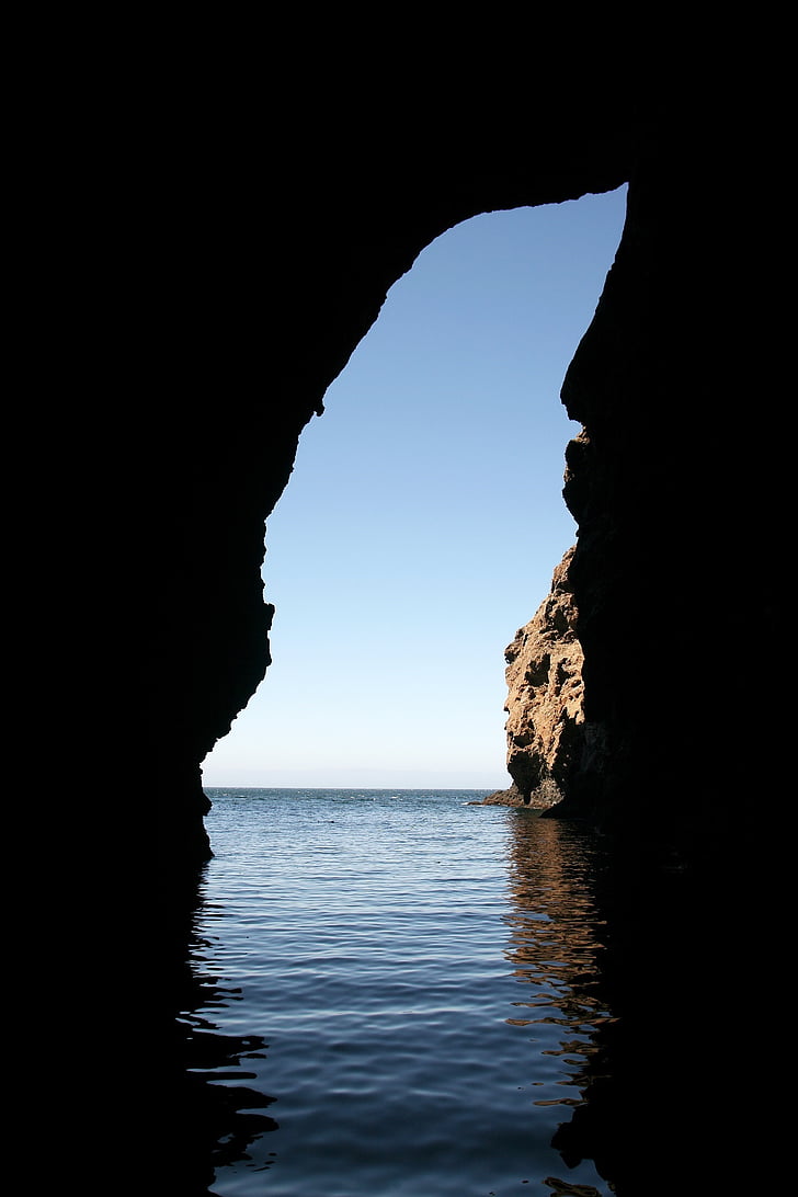 cova, obertura, Illa Santa cruz, Roca, l'aigua, Mar, oceà