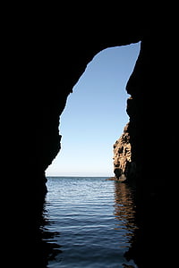 cave, opening, santa cruz island, rock, water, sea, ocean