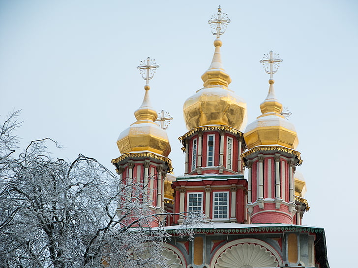 Rusija, sergiev posad, samostan, othodoxe, kupole, pozimi, arhitektura