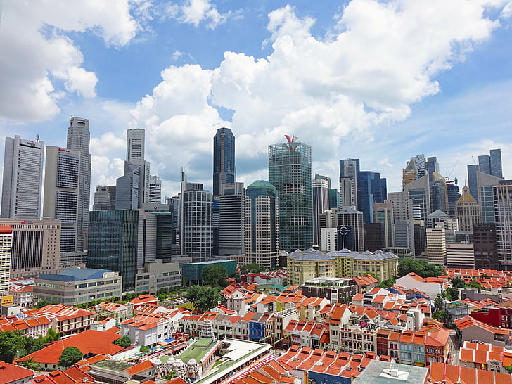 Cingapura, Chinatown, atração turística, edifício, água, área financeira, arranha-céu