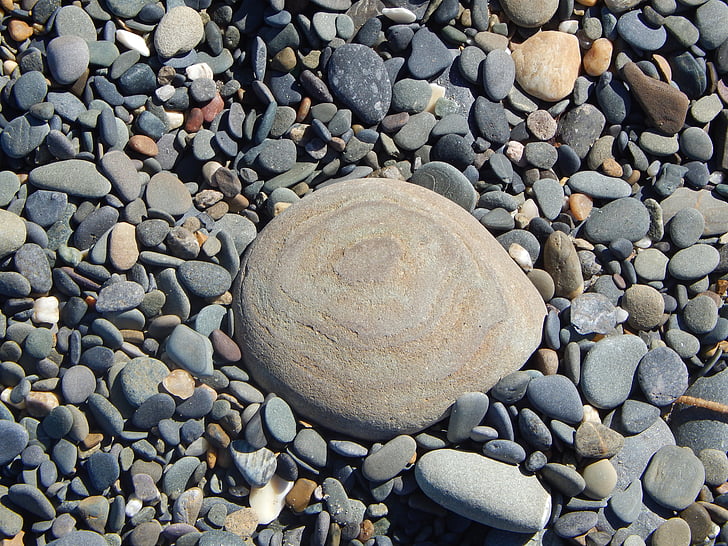 stone, grey, sea, plane, smooth, rock, beach