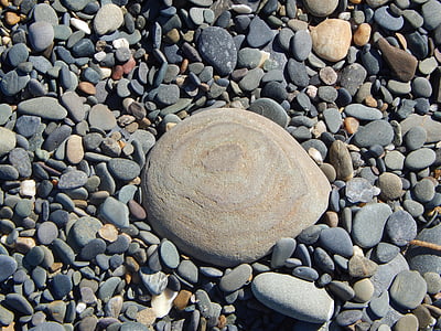 sten, grå, havet, plan, slät, Rock, stranden