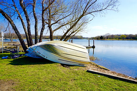 bateaux, Parc, eau, paysage, Lac, ensoleillée, calme