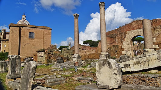 イタリア, ローマ, 建物, アンティーク, 円柱状, ローマ, 記念碑
