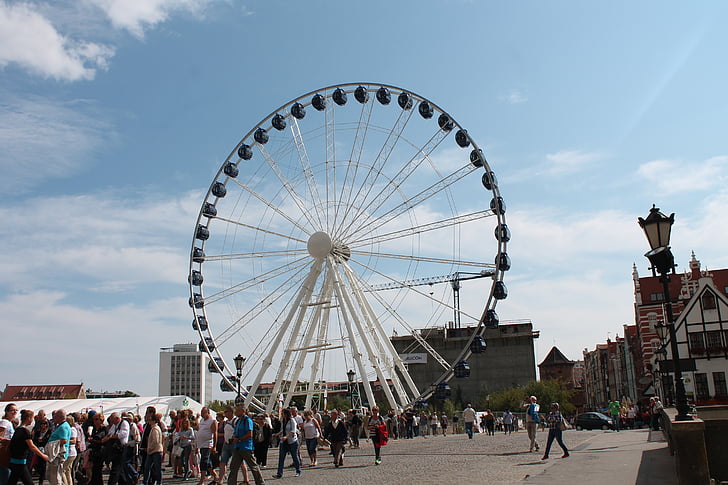 lunapark, gdańsk, wheel, attraction, holidays