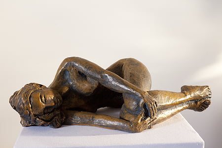 moteris, gulint, skulptūra, Indija