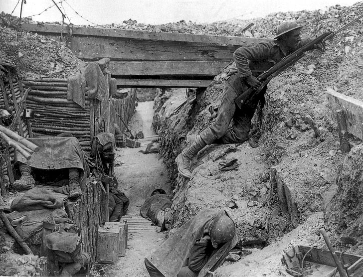 Trench, världskriget, kriget, Cheshire regiment, 1916, soldater, svart och vitt