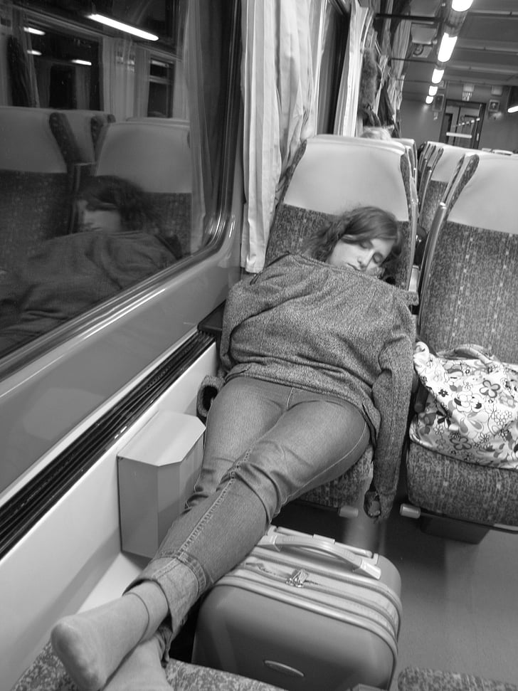 นอนหลับ, คน, รถไฟ, ความสงบ, ส่วนที่เหลือ