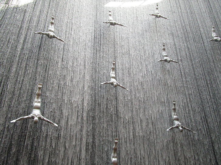 vodopád, Dubaj, skok, cylindr, Cliff skok, umění, Dubai mall