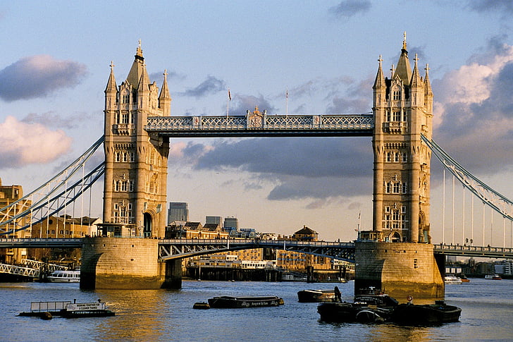 tower bridge, thames, river, historic, landmark, architecture, london