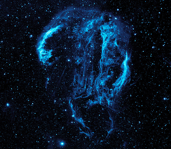 cygnus loop nebula, space, dust, gas, tendrils, ultraviolet film, galaxy evolution explorer