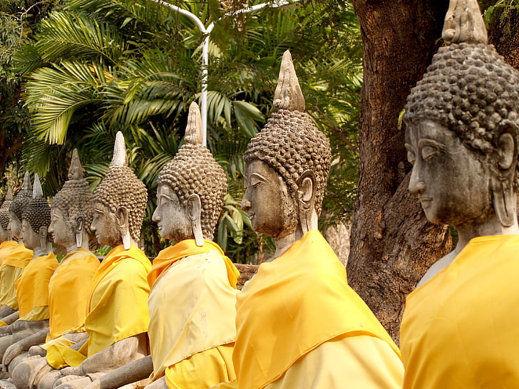 Ayutthaya, Tailândia, etnia, escultura, Oriental, viagens, estátua