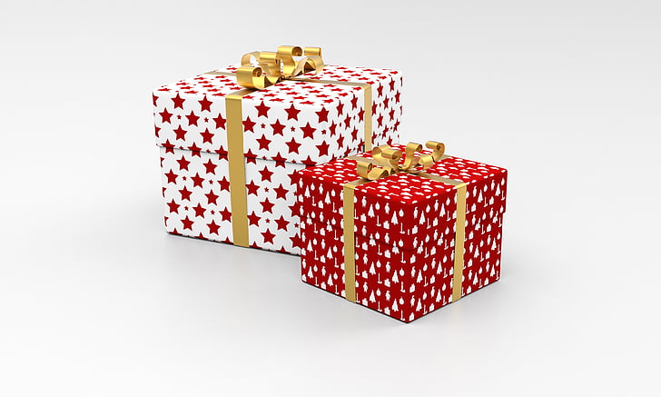 prítomné, balík, darček, Oslava, Vianoce, Dovolenka, box
