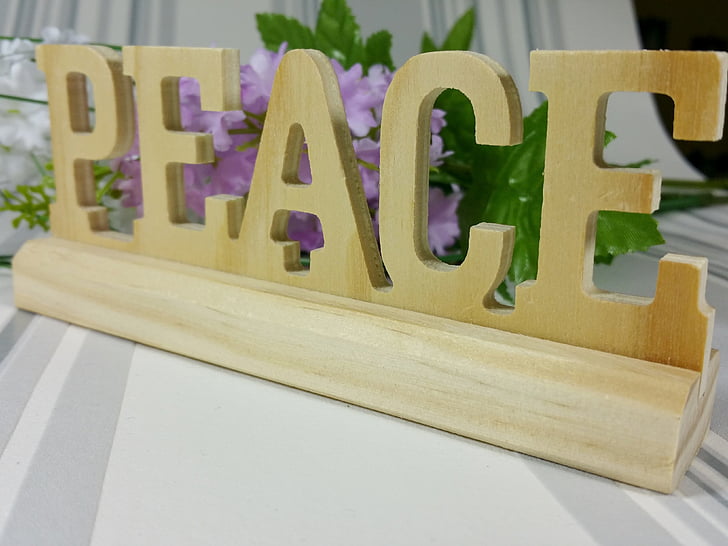 espoir, paix, décoration, fleurs, bois, arrière-plan, bois - matériau