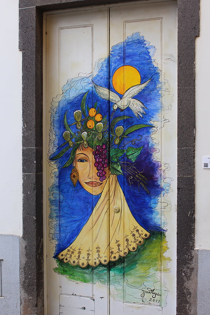 porta, Madeira, donna, artista, sogno