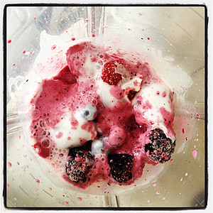 berries, yogurt, shake, smoothie, mulberry, strawberry