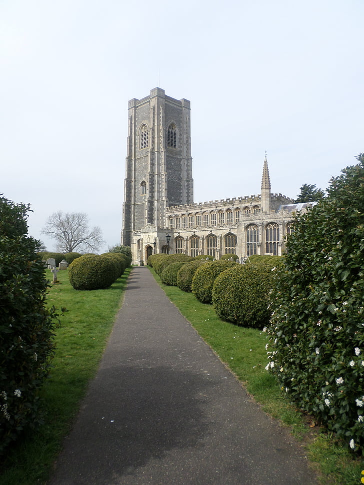 Lavenham kirkko, kirkko, katedraali, yews, Yew tree, topiary