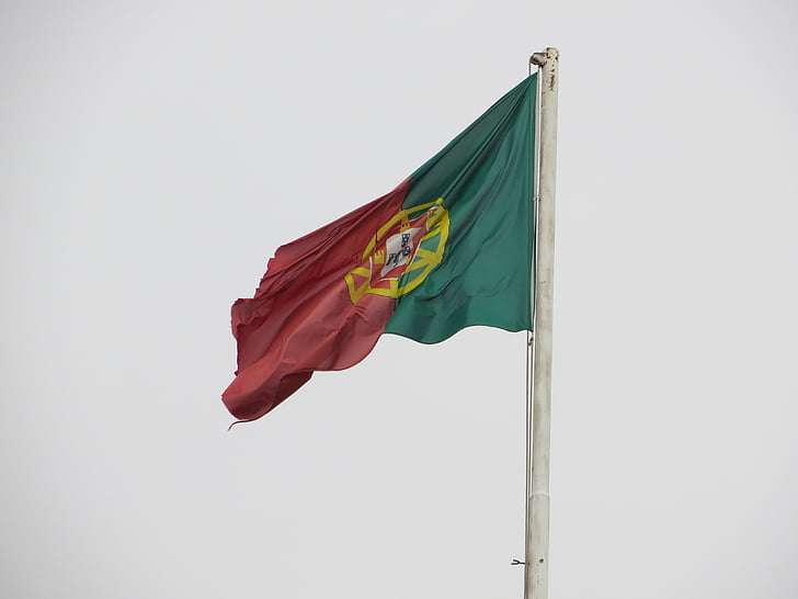 Portugalska, zastavo, udarec, rdeča, zelena
