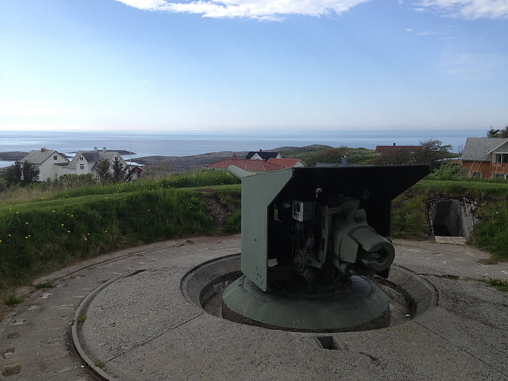 Cannon, budet, Norge, fästning, havet