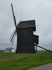 větrný mlýn, Památník, staré budovy, Polsko, Architektura, venkovské architektury, Wielkopolska