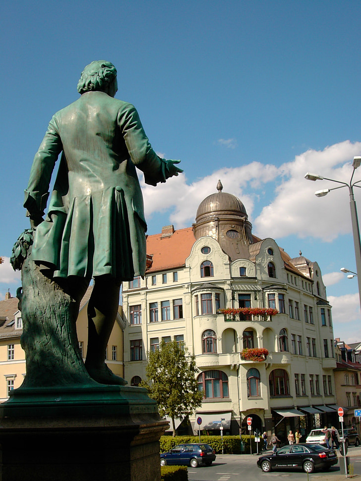 Wieland, monument, skønt billed, Bronze, Weimar, Thüringen Tyskland, statue