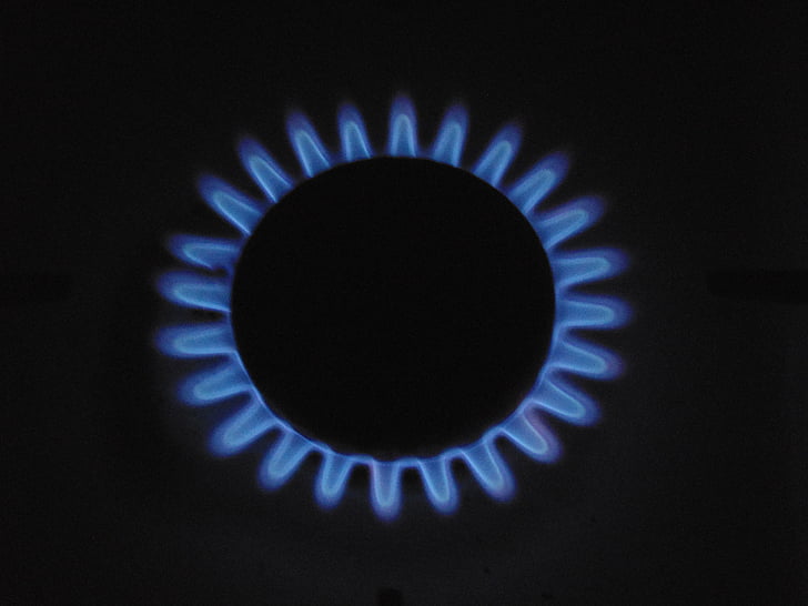 naturgas, brännare, gas, eld, värme, spis, blå