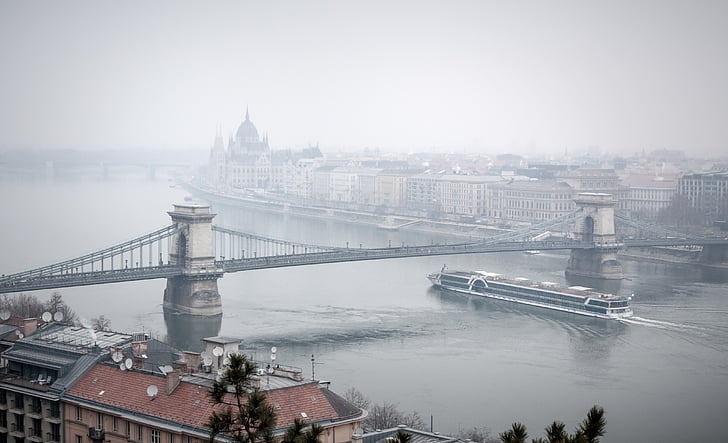 Budapest, Duna, folyó, város, utca-és városrészlet, városi, Európa