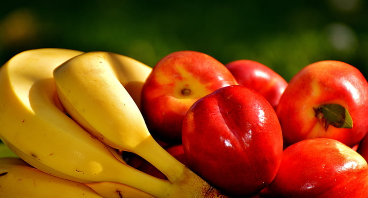 bananes, nectarines, fruits, végétarien, délicieux, en bonne santé, fruits